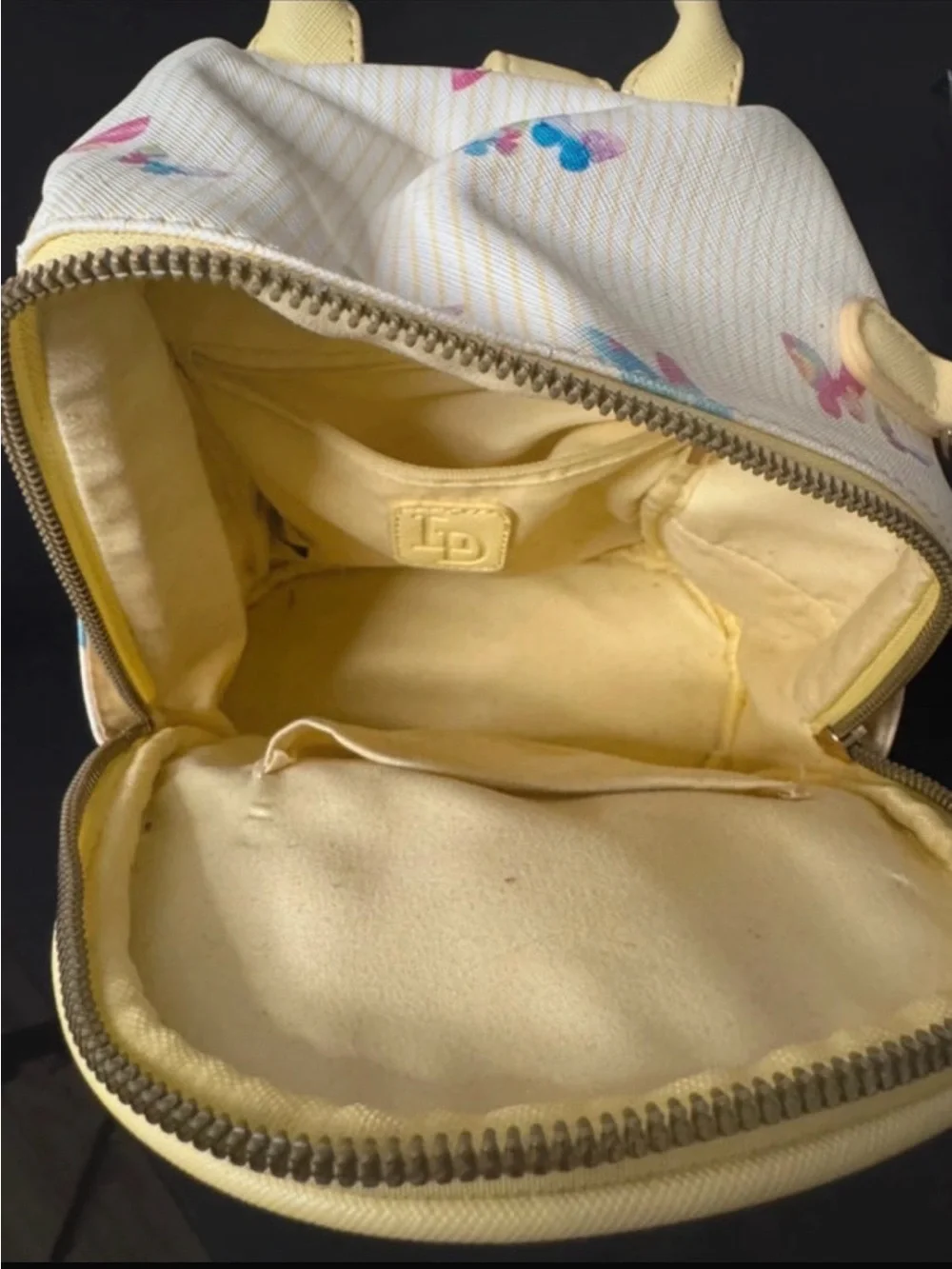 Like Dreams LD Women's Mini Backpack Yellow Butterfly PVC Adjustable Strap